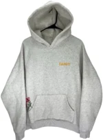 Dandy Worldwide Hoodie Womens M Gray Floral Embroidered Spring Fleece Sweatshirt