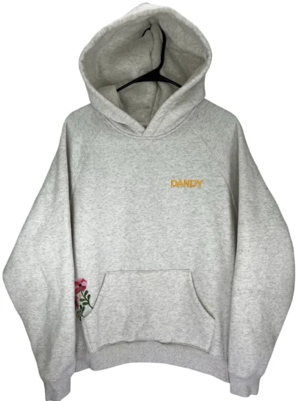 Dandy Worldwide Hoodie Womens M Gray Floral Embroidered Spring Fleece Sweatshirt