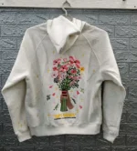 New DANDY Worldwide Gift Giving 2 Sided Embroidery Hoodie Grey Size Small
